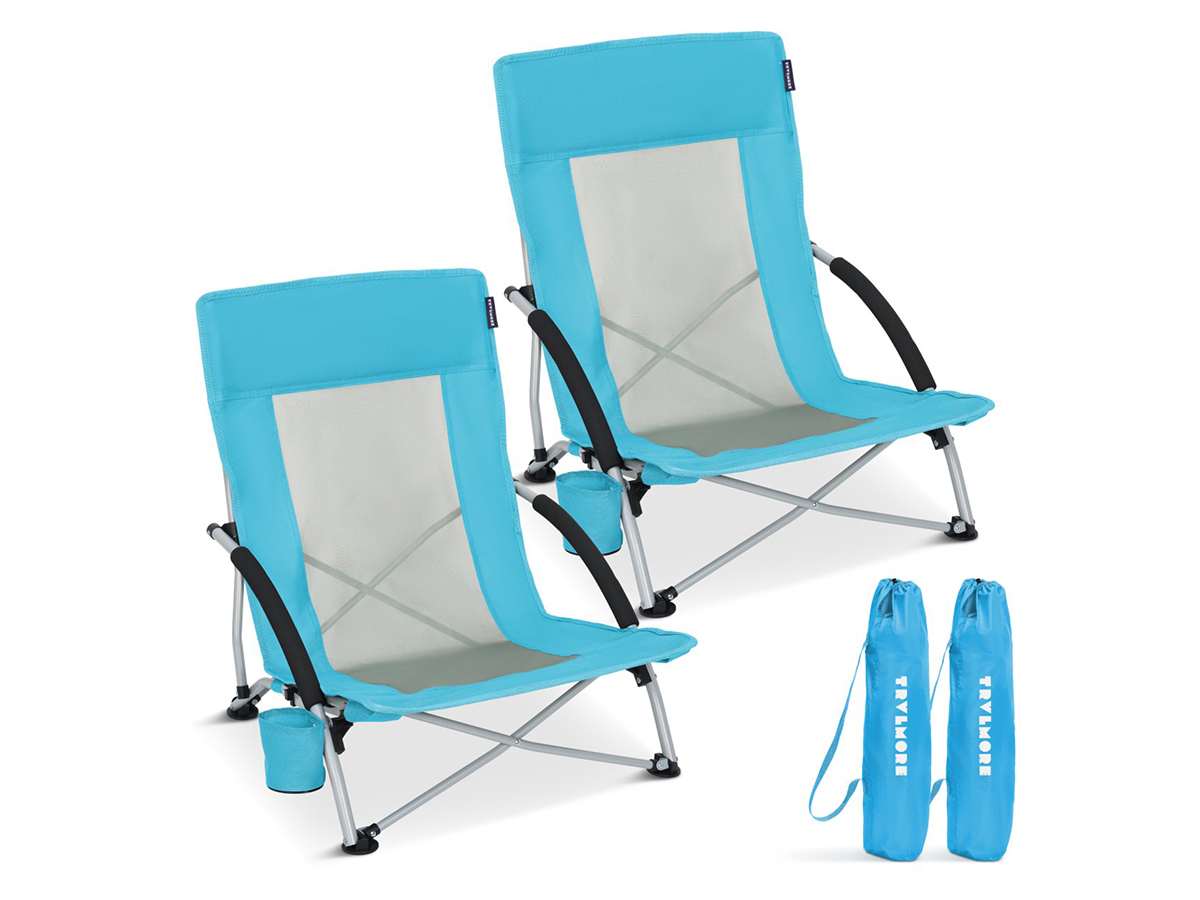 TRVLMORE Beach Chair Low Blue strandstoel - Set van 2