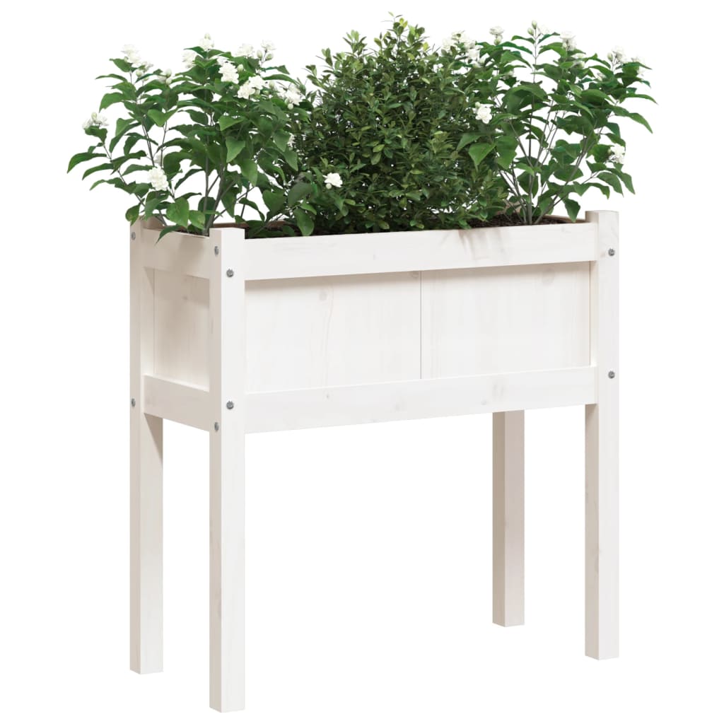 Jardinières 2 pcs avec pieds blanc bois de pin massif