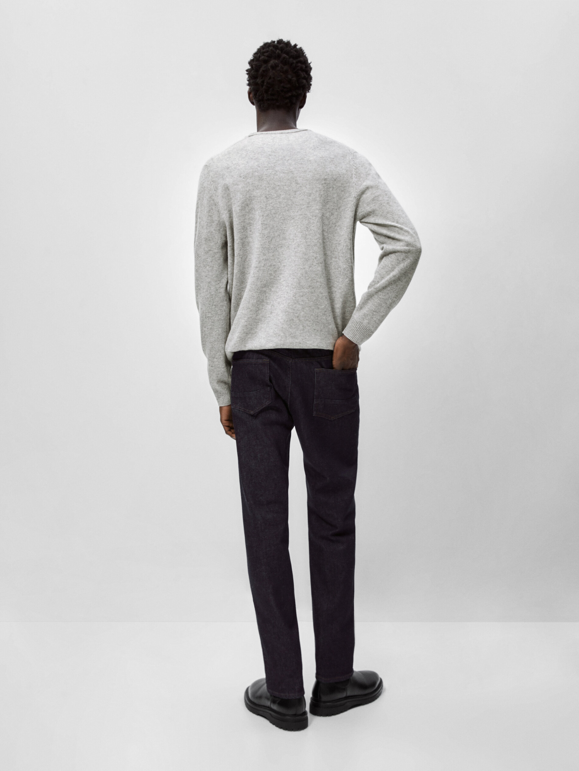 Calça jeans regular com zíper aberto - INDIGO