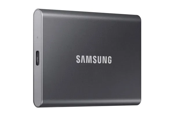 Samsung T7 MU-PC2T0T - SSD - krypteret - 2 TB - ekstern (bærbar) - USB 3.2 Gen 2 (USB-C stikforbindelse) - 256-bit AES - titan grå