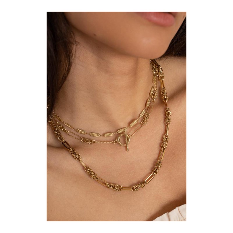Collier en acier maille dorée, chaînette réglable