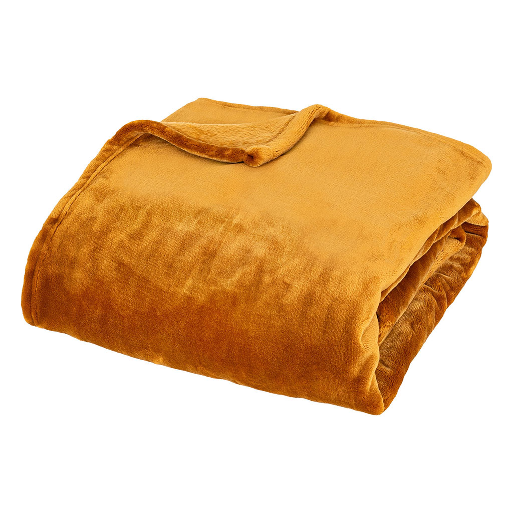 Plaid Cuddly velours ocre 130x180cm