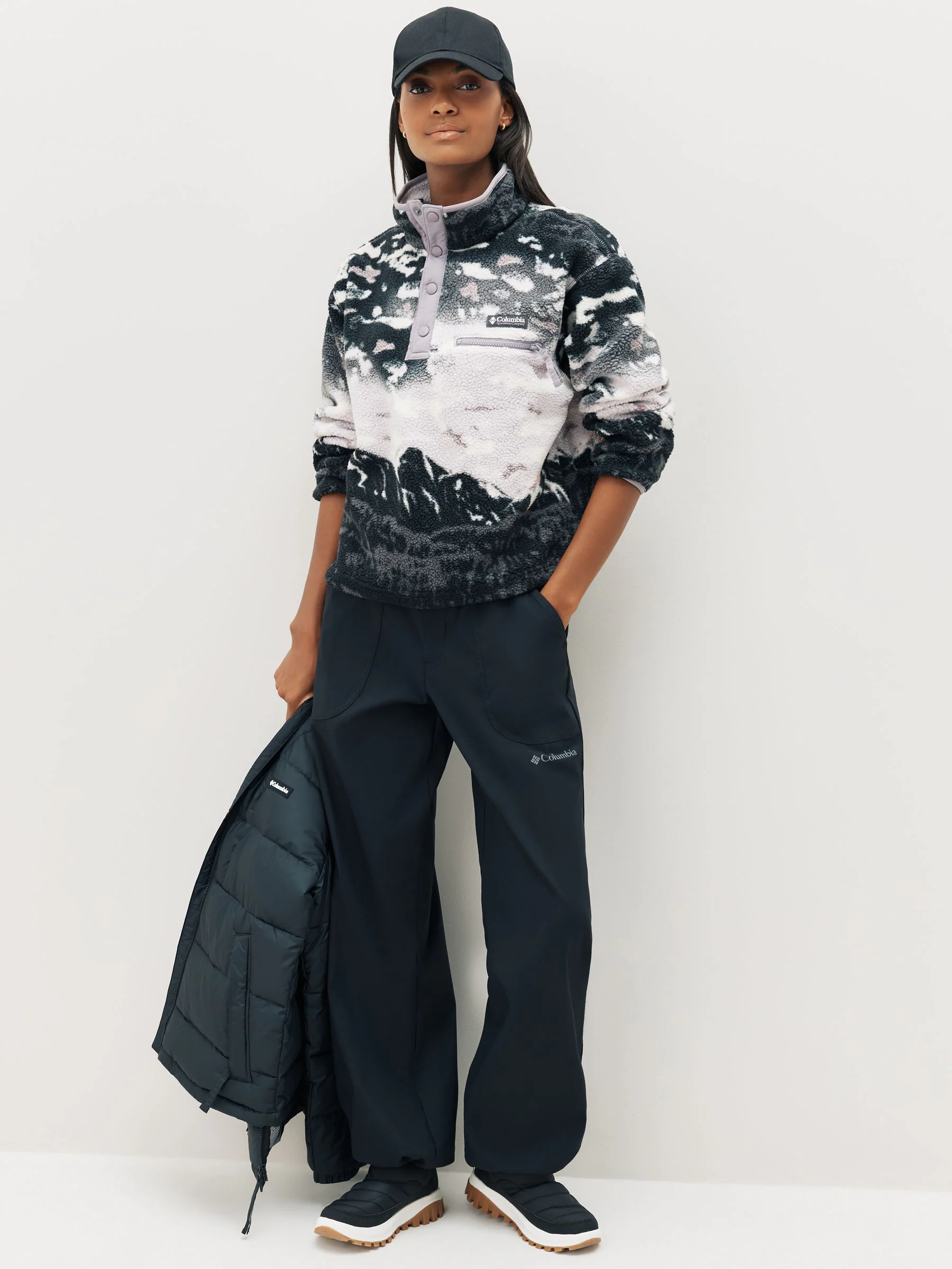 Lavendelpaars - Columbia Helvetia™ II Cropped fleece met print en halve drukknoopsluiting