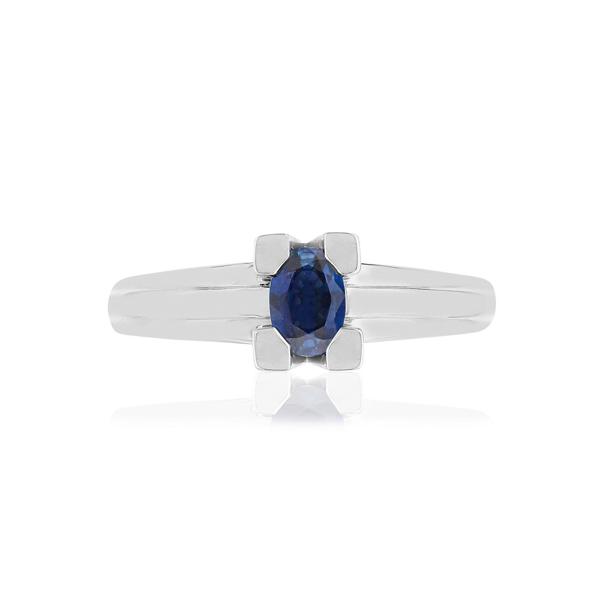 Bague VAN BRILL or blanc 750, saphir, diamants.