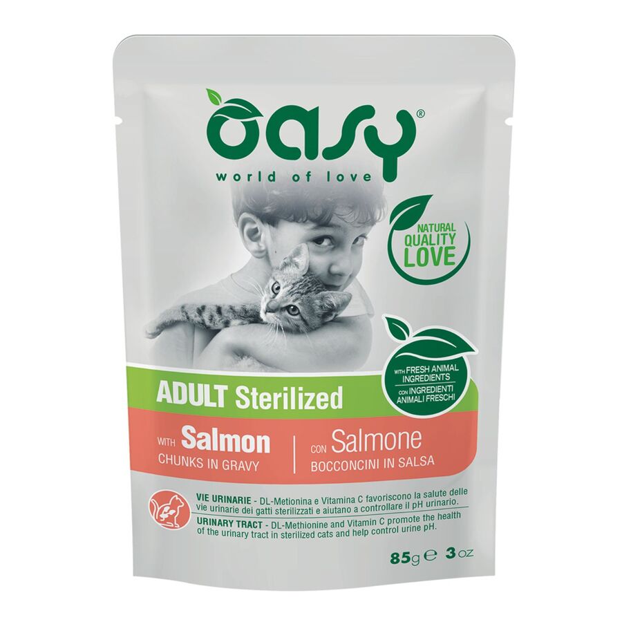 MOLHO OASY CAT PIECES ADULT ÉSTER. SALMÃO 85G