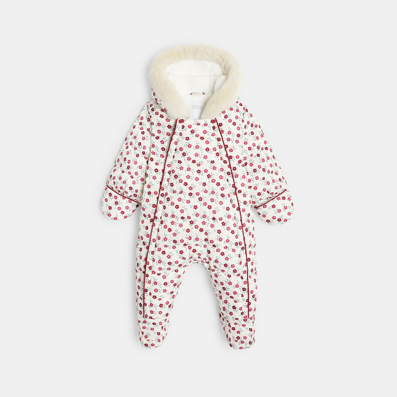 Combipilote fleurie capuche violette naissance