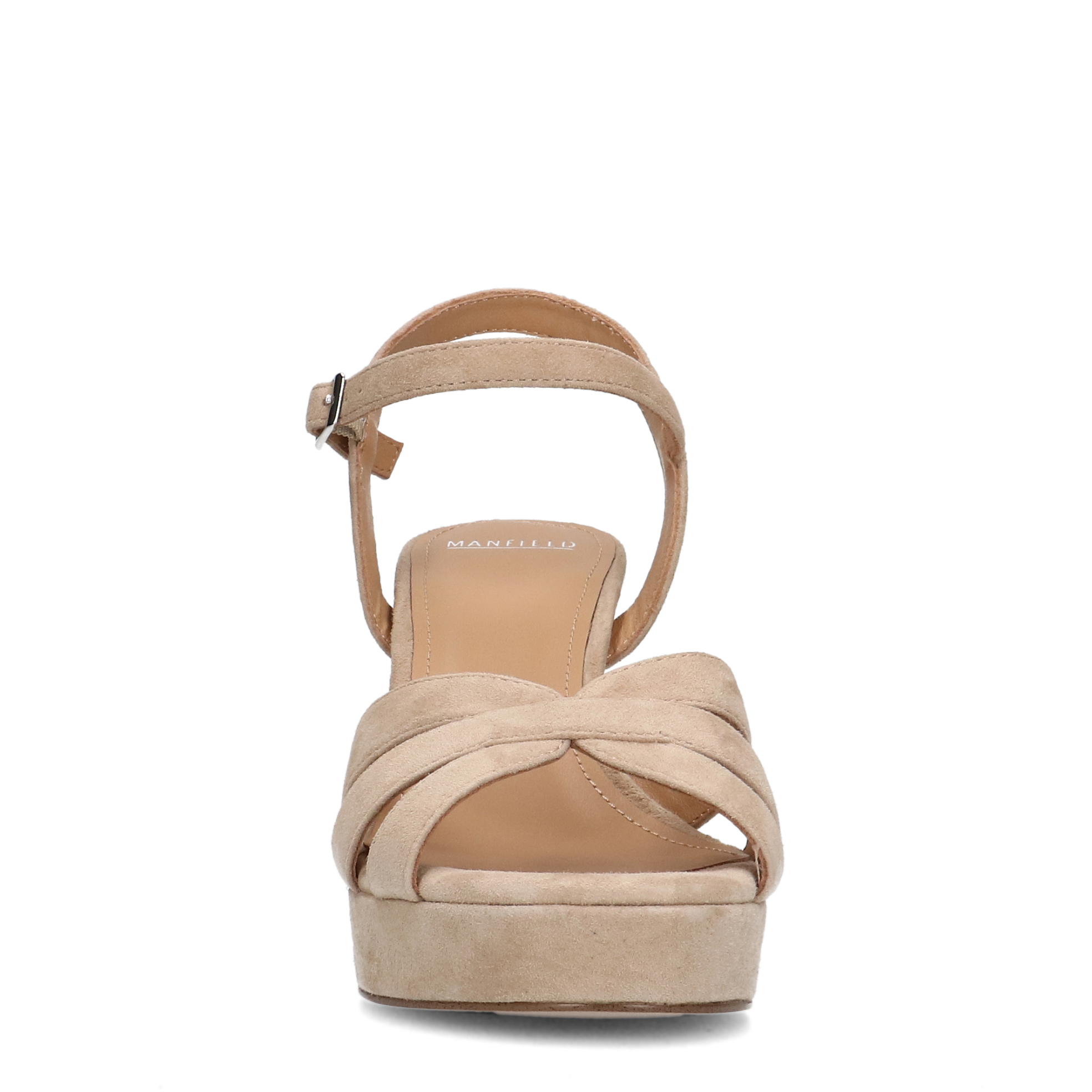 Beige suède sandalen met hak