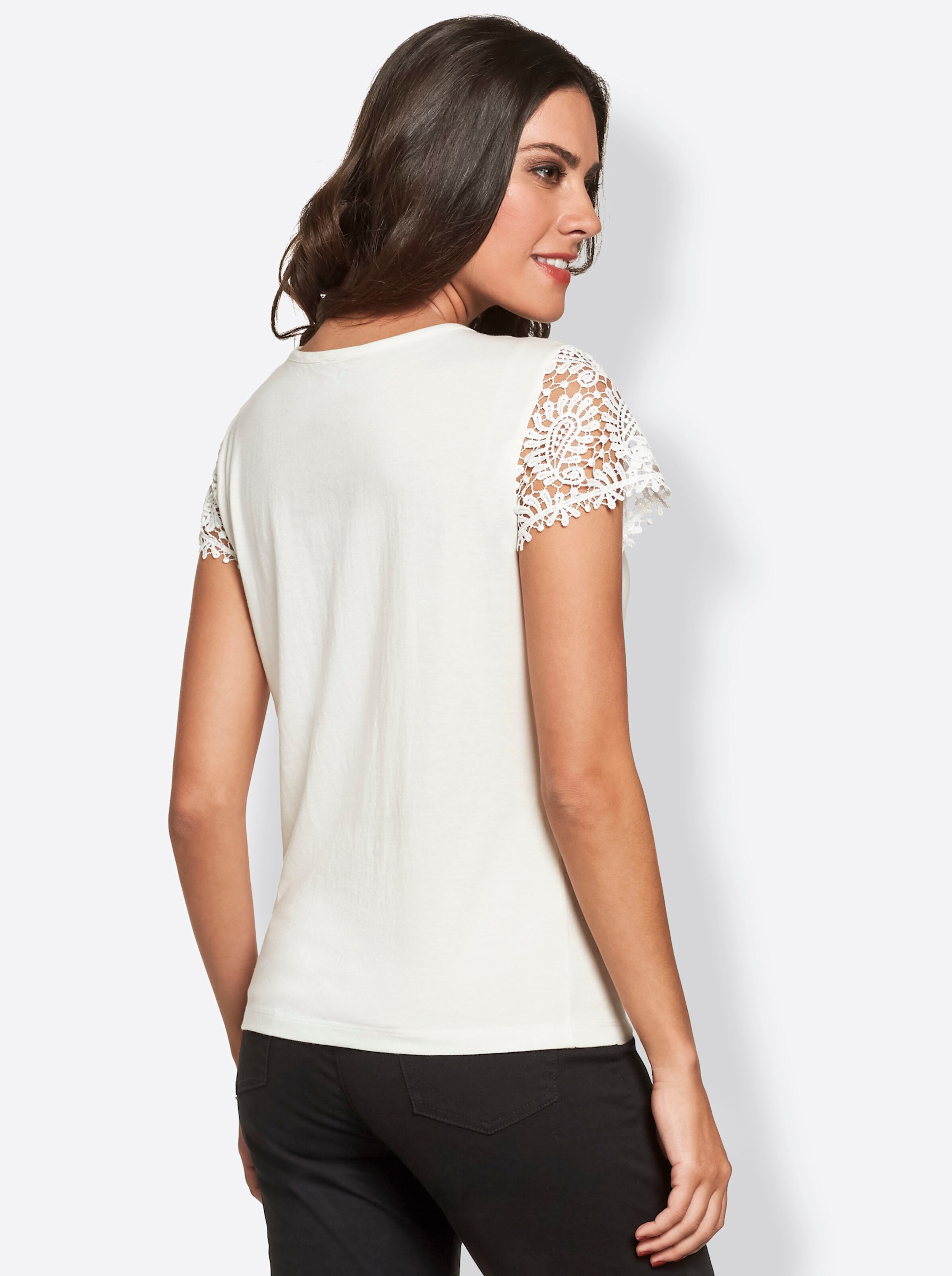 Spitzenshirt in wollweiß