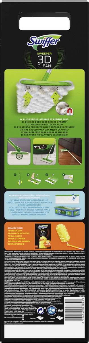 Swiffer Starterkit Vloer 3D Clean + 4X Droge + 2X Nat Doekjes (1 Set)