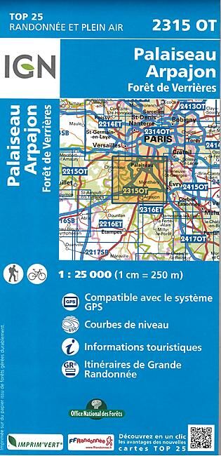 IGN - TOP 25 2315OT PALAISEAU 1 25 000
