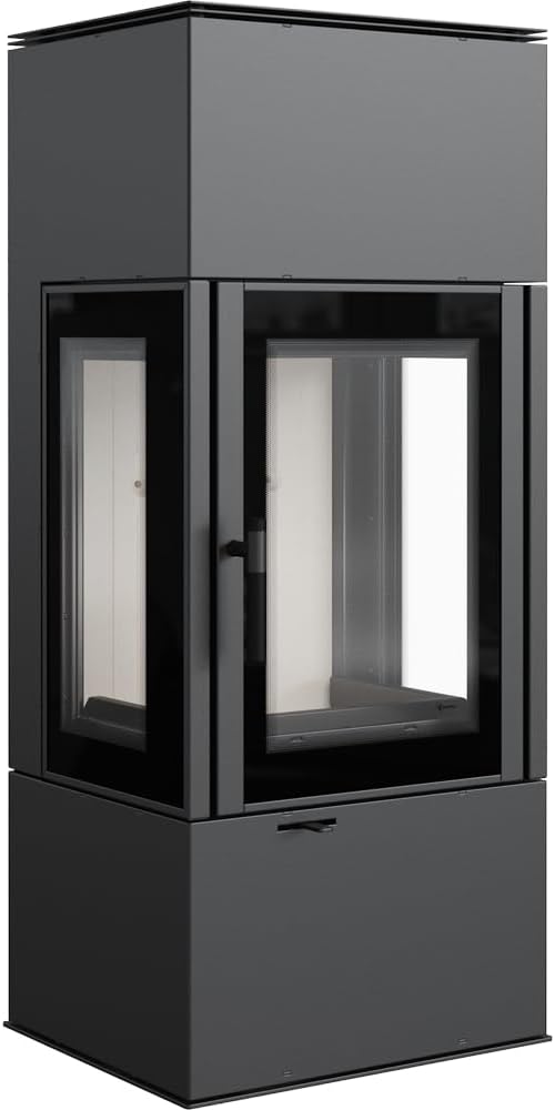 KRATKI Thor View Kaminofen 8 kW - BImSchV 2, 83% hermische Effizienz - Kaminofen mit gerader Verglasung, Ø150 mm Rauchrohr - EEK A