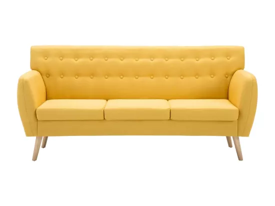NETTLIFE Canapé à 3 places revêtement en tissu 172x70x82 cm jaune