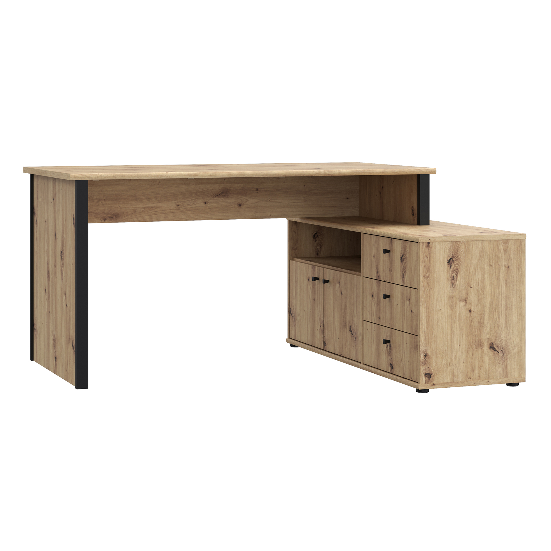 Schreibtisch - Artisan Eiche-schwarz - 121x151 cm