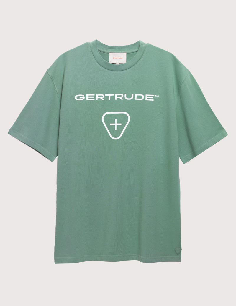 GERTRUDE&GASTON T-SHIRT MANCHES COURTES HOMME LEONCE LOGO VERT DE GRIS