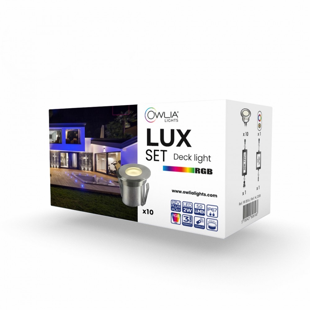10 spots led lux rgb + transformateur 30w - 50 000 heures de durée de vie moyenne - ø 70mm - plug & play - garantie 3 ans