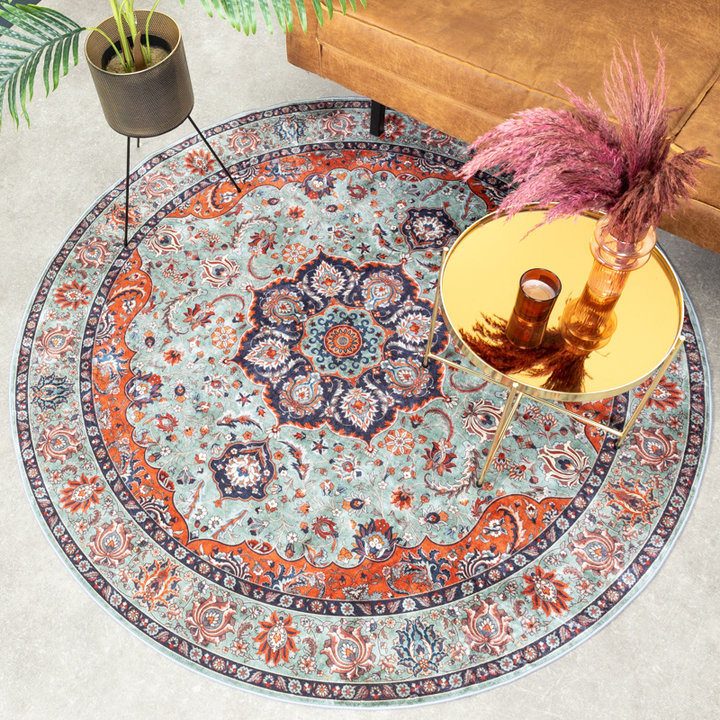 Rond vintage vloerkleed - Imagine Medaillon Groen | Rijk