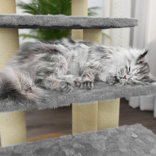 Arranhador para gatos de quatro níveis vidaXL cinza claro