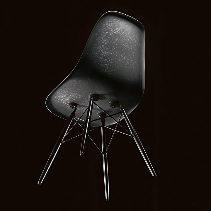 Vitra - Eames Fiberglass Side Chair DSW, Ahorn schwarz / Eames raw umber (Filzgleiter basic dark)