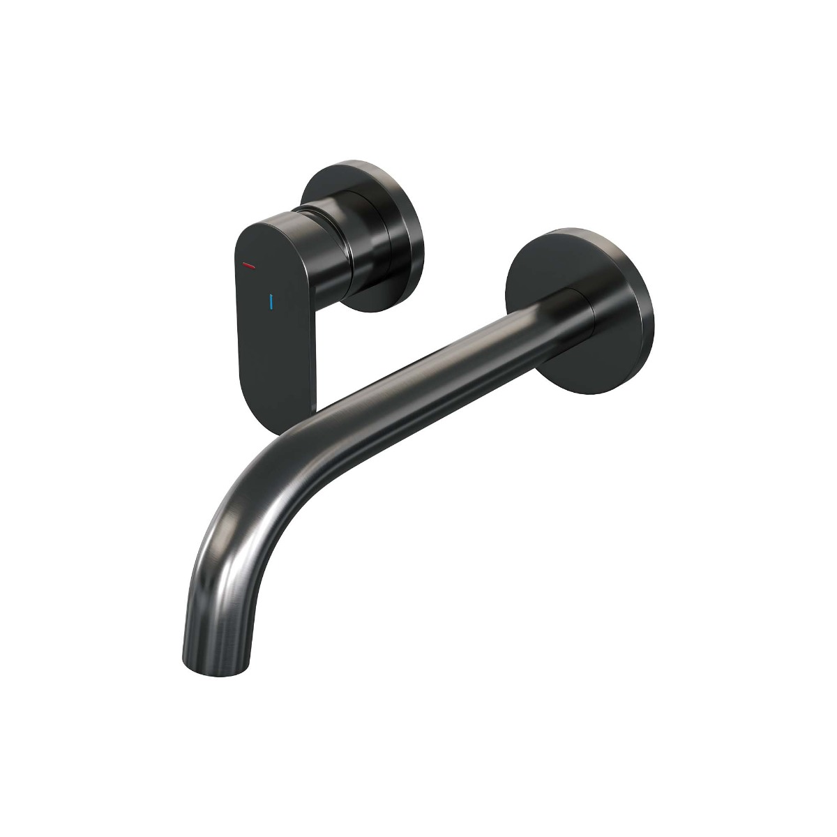 Brauer Gunmetal Edition ColdStart wastafelkraan inbouw gebogen uitloop en rozetten model C2 gunmetal geborsteld PVD