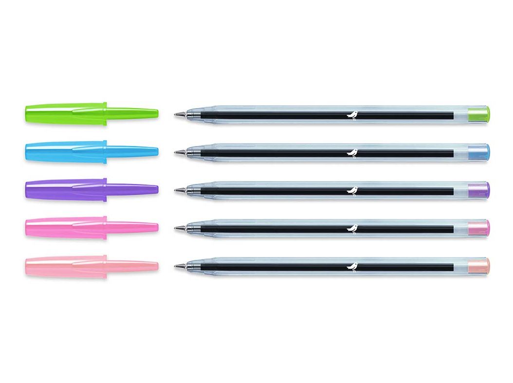 CONJUNTO DE 5 ESFEROGRÁFICAS AUCHAN CORES PASTEL