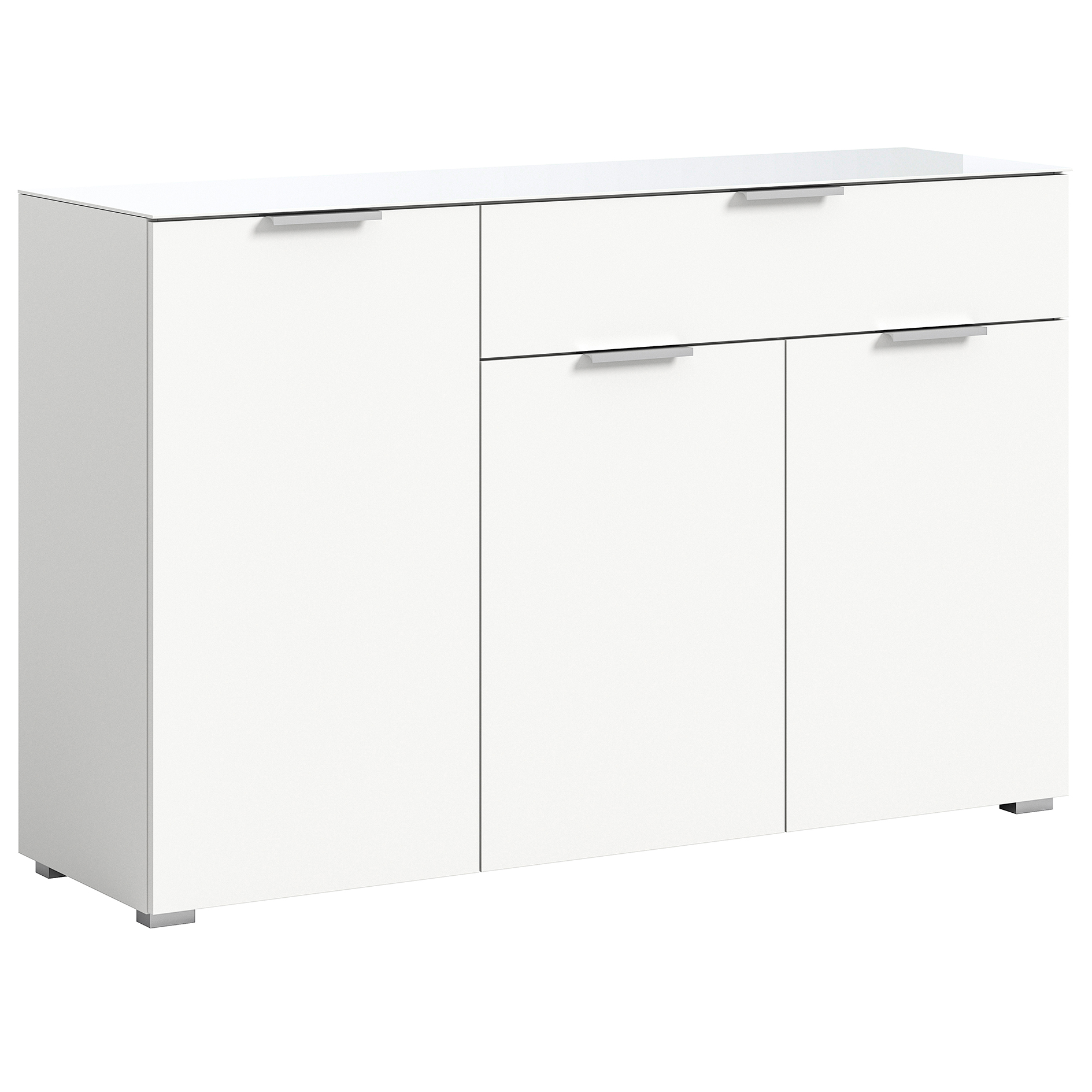 Kommode RAY - weiß - Glasplatte - 135 cm
