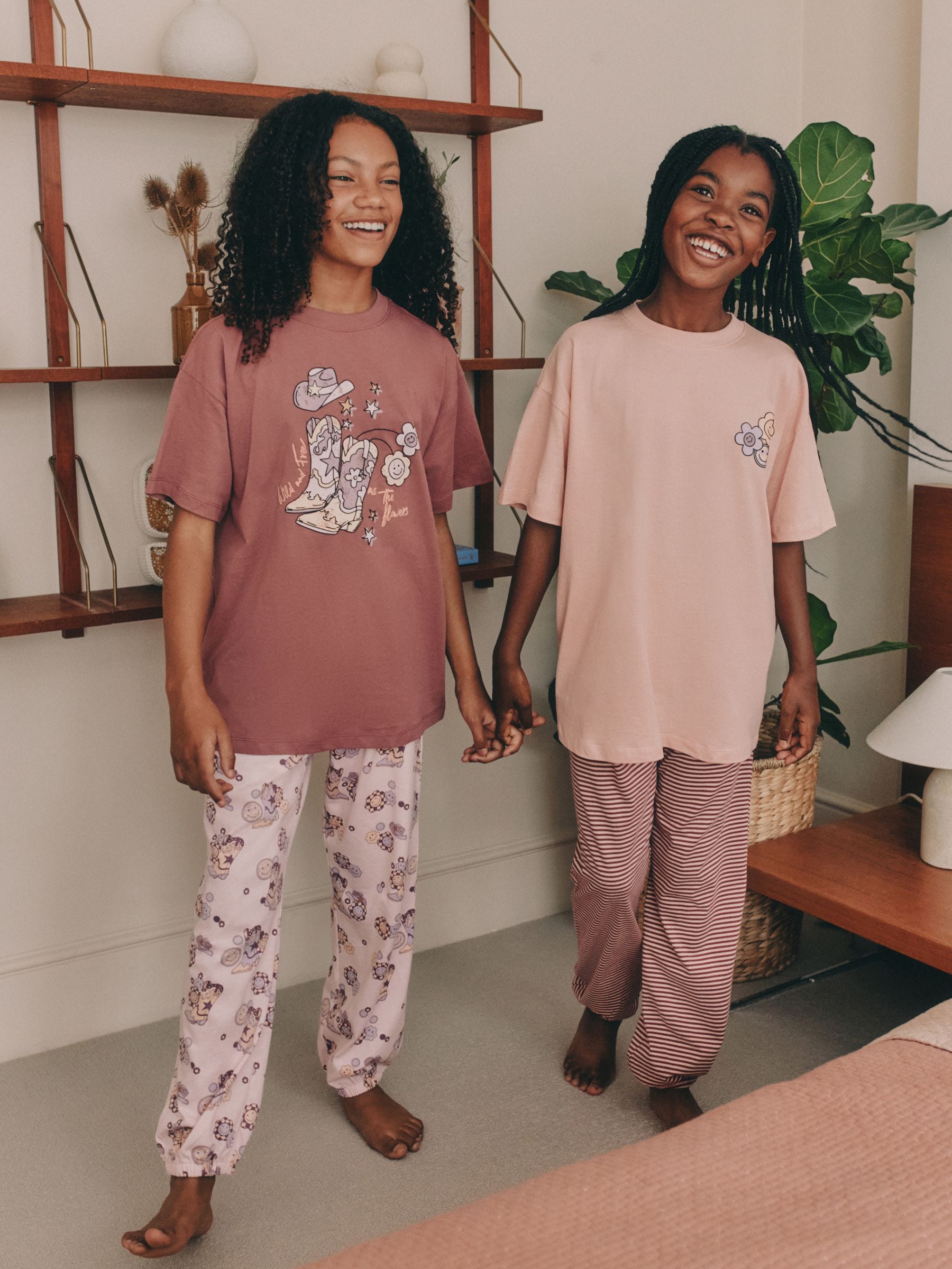 Roze cowgirl - Verpakking van 2 pyjama's met joggingbroek (3 - 16 jr)