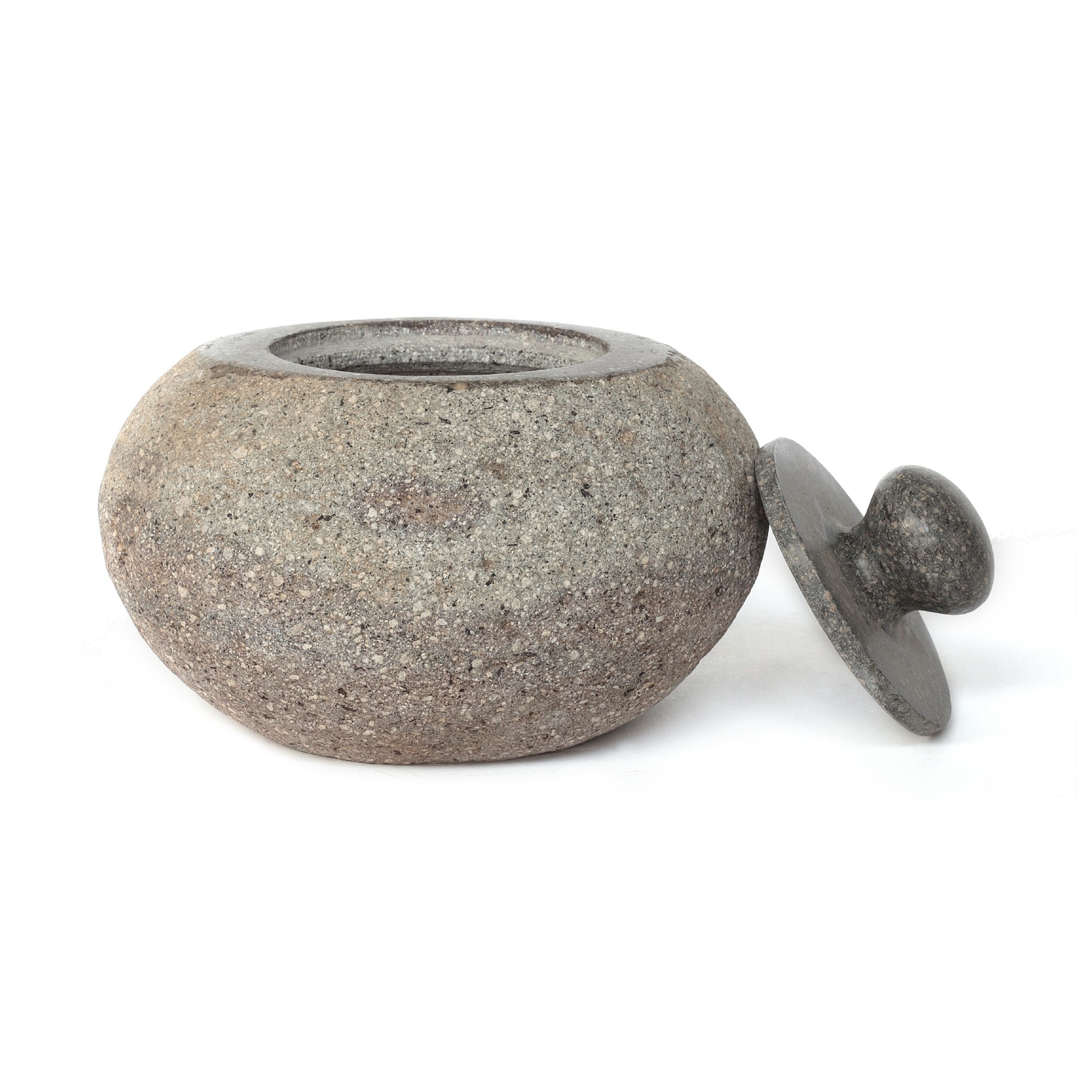 Deckelbehälter aus Naturstein, H 12 cm, B 15 cm, T 17 cm von fischer's lagerhaus