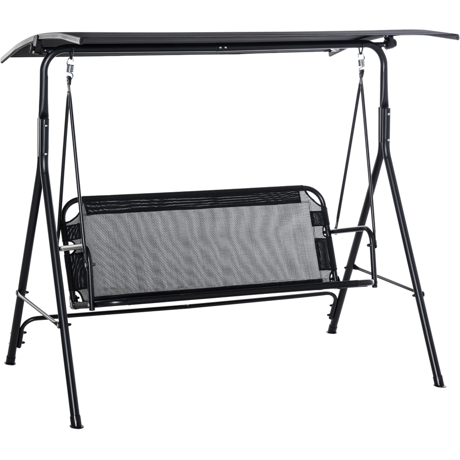 Outsunny 3- Sitzer Hollywoodschaukel mit Sonnendach schwarz