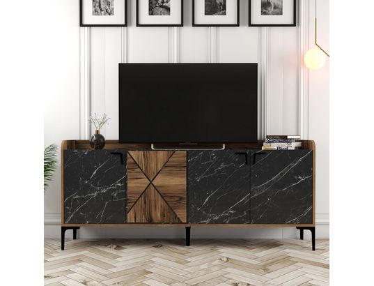 CONCEPT1 - Bahut Venedik noyer marbre noir 180 x 35 x 78cm