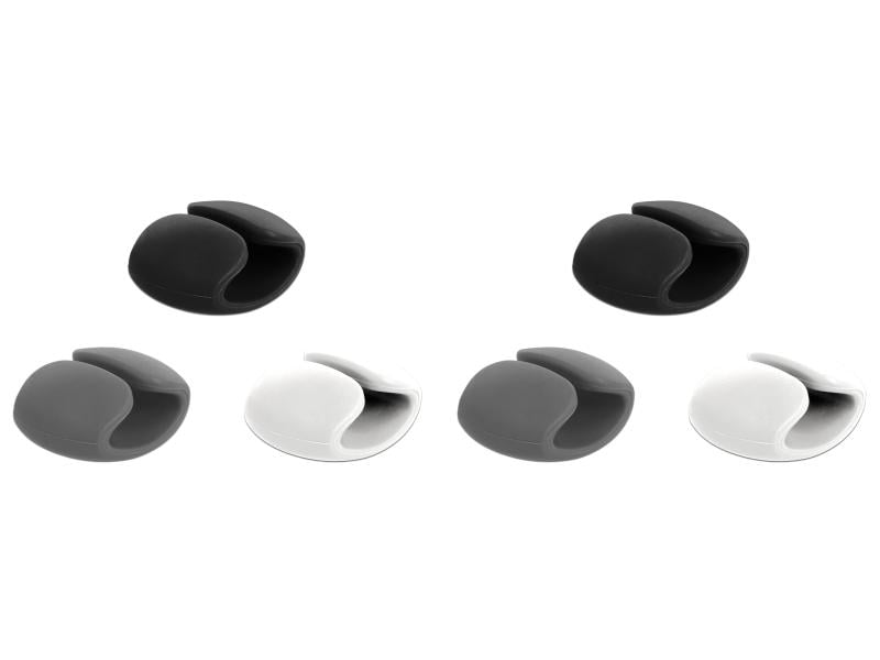 Delock Kabel-Clip 14 mm, 3x2 Stück, weiss, grau, schwarz Delock Kabelhalter Clip Set 6 Stück