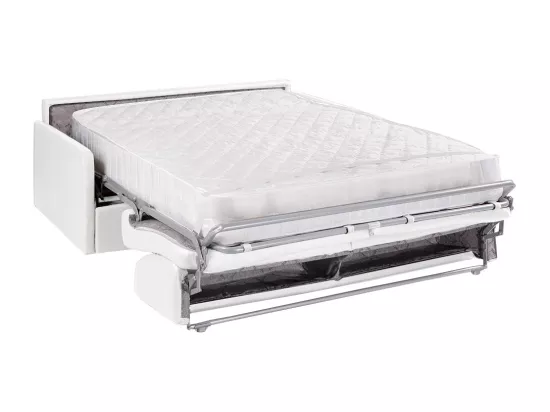 Canapé 4 places convertible express en simili blanc - Couchage 160 cm - Matelas 22 cm CALIFE