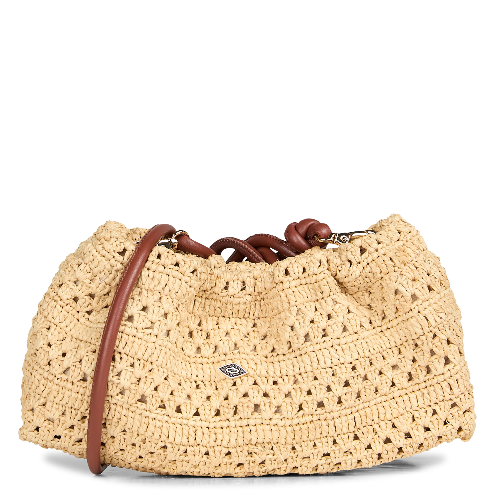 JUNE - Sac bandoulière en raphia tressée| Marron