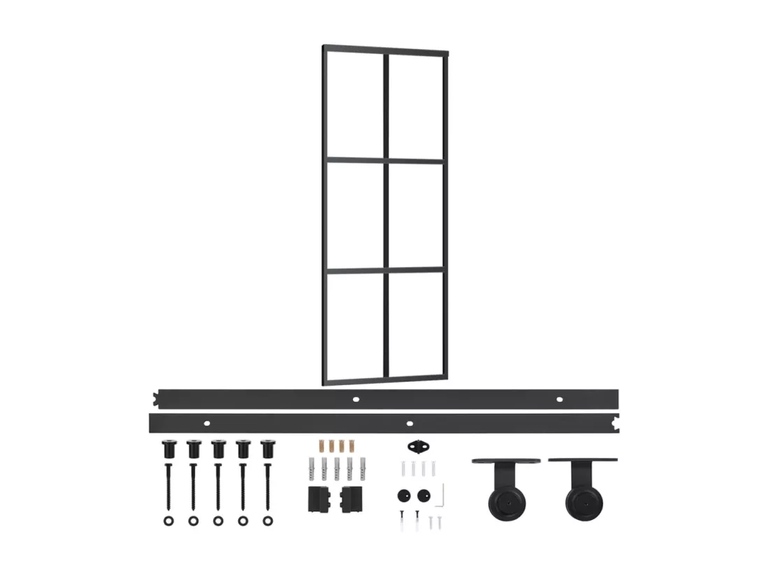 Porte coulissante et quincaillerie Verre ESG/Aluminium 76x205cm