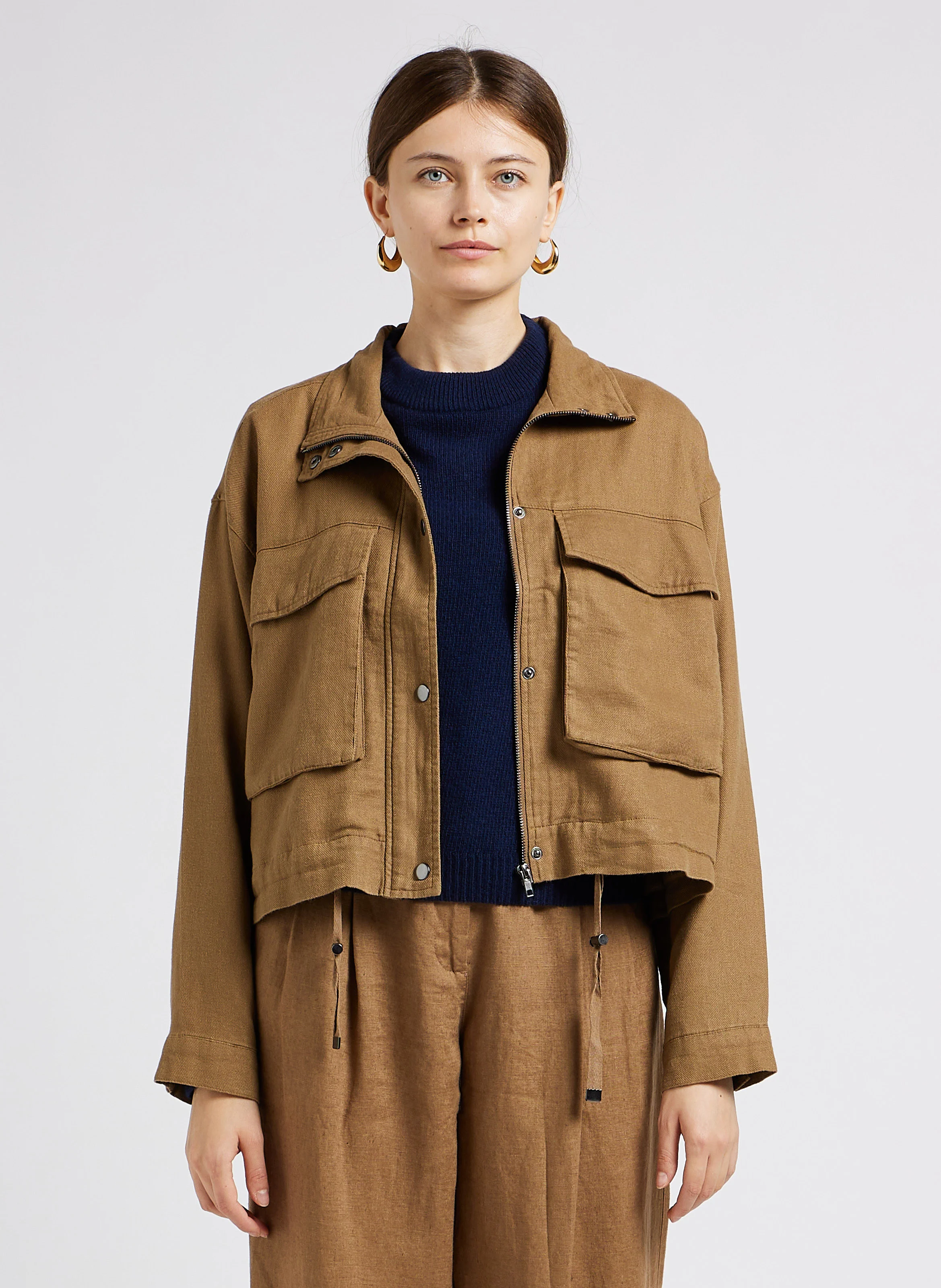 ELOUISE - Veste col montant ample | Marron