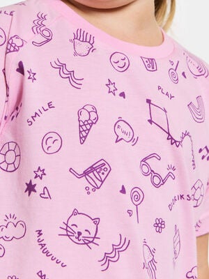 Didriksons Smultron Kjole, Doodle Orchid Pink