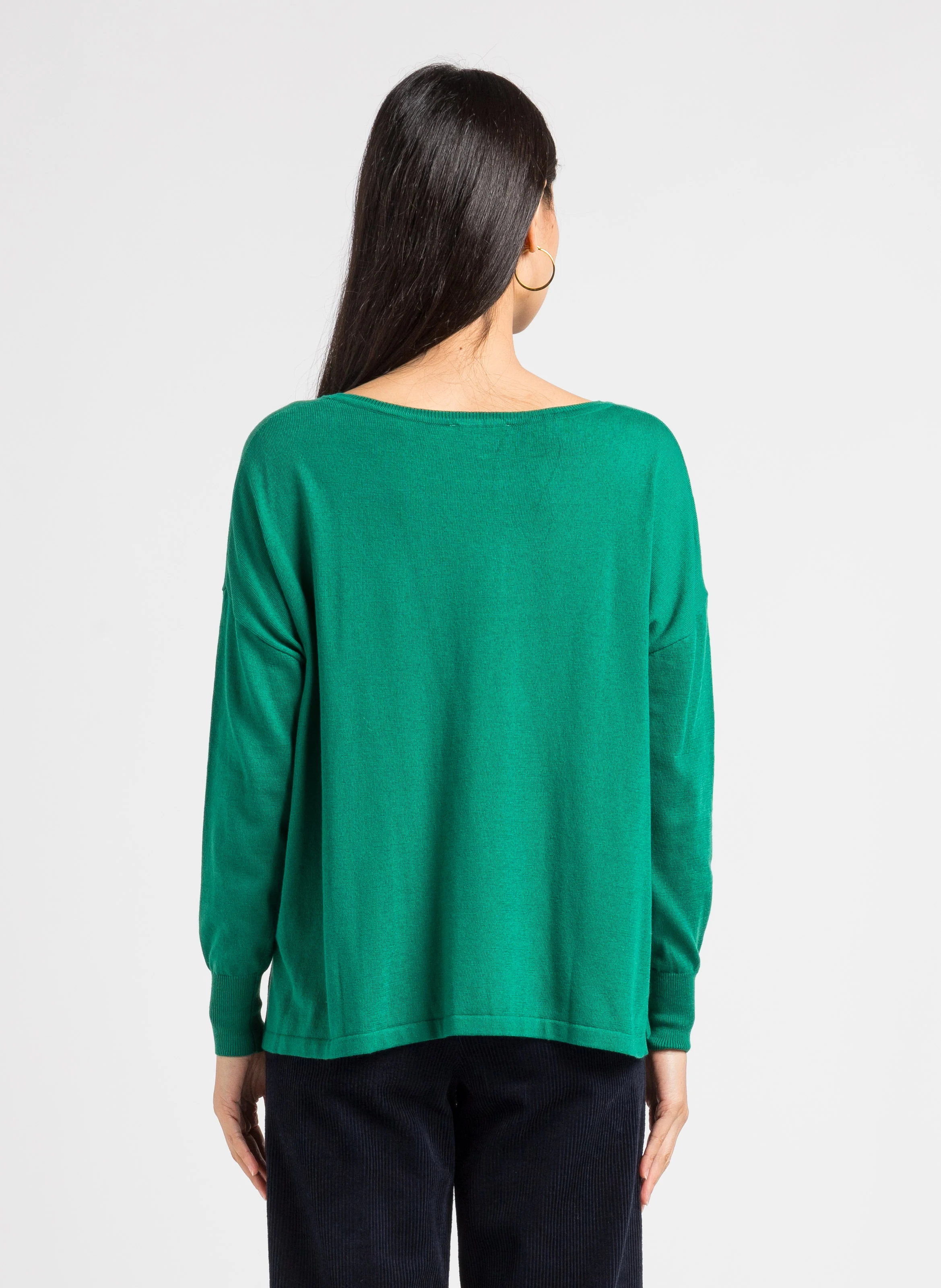 LANDRY - Pull col rond oversize boutonné | Vert