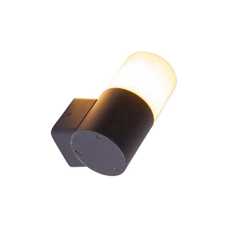 Moderne buiten wandlamp zwart met opaal kap IP44 - Odense