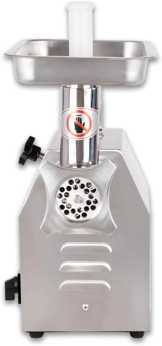 Beeketal 'FW120B' Profi Gastro Edelstahl Fleischwolf mit 120 kg/Std. Durchsatz,800 Watt Motor, 1 Geschwindigkeit, Tragegriff, inkl. 3x Messer, 3x Lochscheiben (3-6-8 mm), Stopfer, Rückwärtsgang