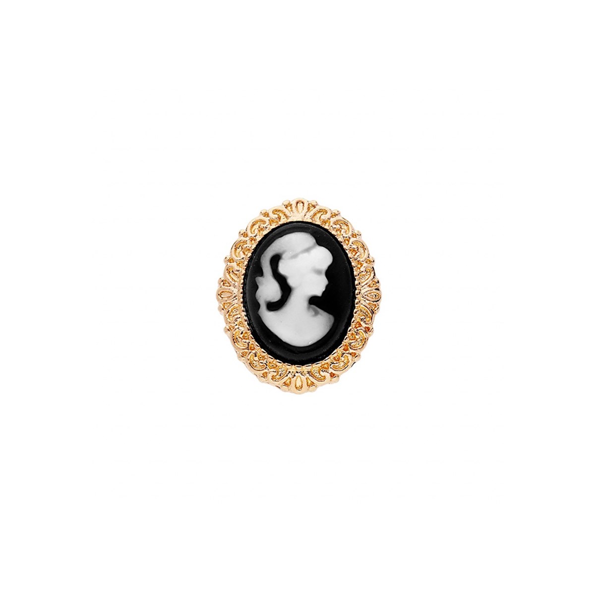 Broche Camée noir - Plaqué or