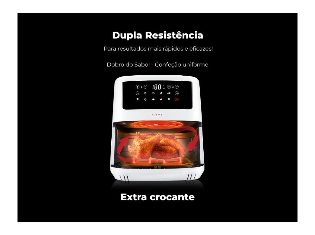 FRITADEIRA SEM ÓLEO AIRFRYER FLAMA 691FL BRANCO 7.5L DIGITAL
