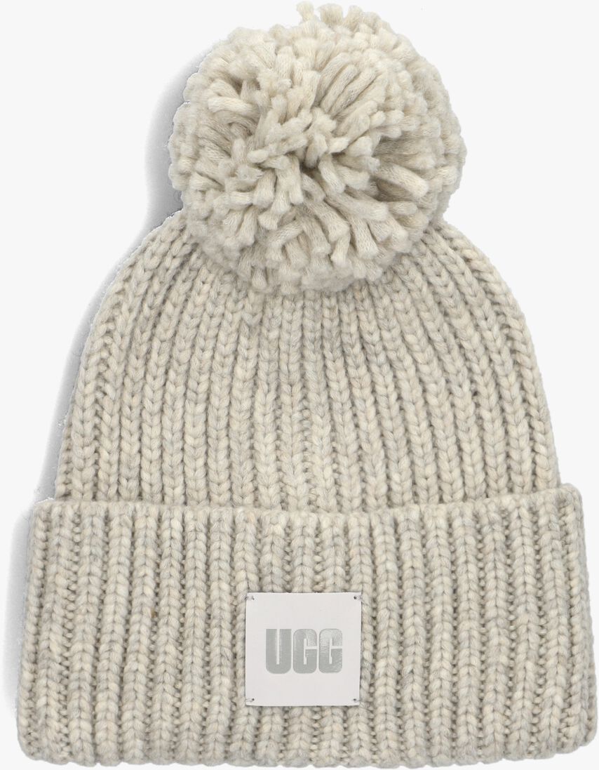 UGG lichtgrijze ugg muts chunky rib knit beanie w pom