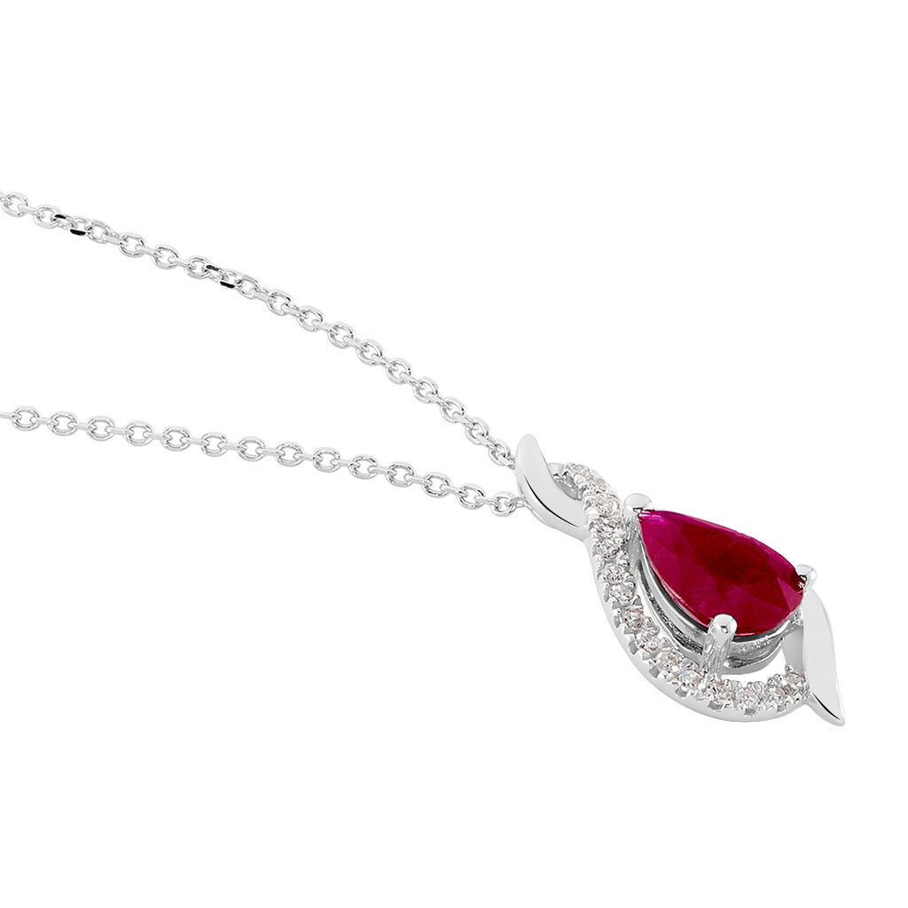 Collier Angelika Or Blanc Rubis Et Diamant