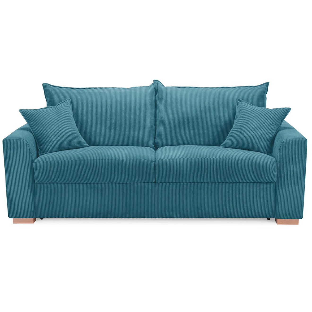 Bobochic Canapé droit augustin ouverture express velours côtelé bleu foncé foncé foncé  - 205x97x96 cm