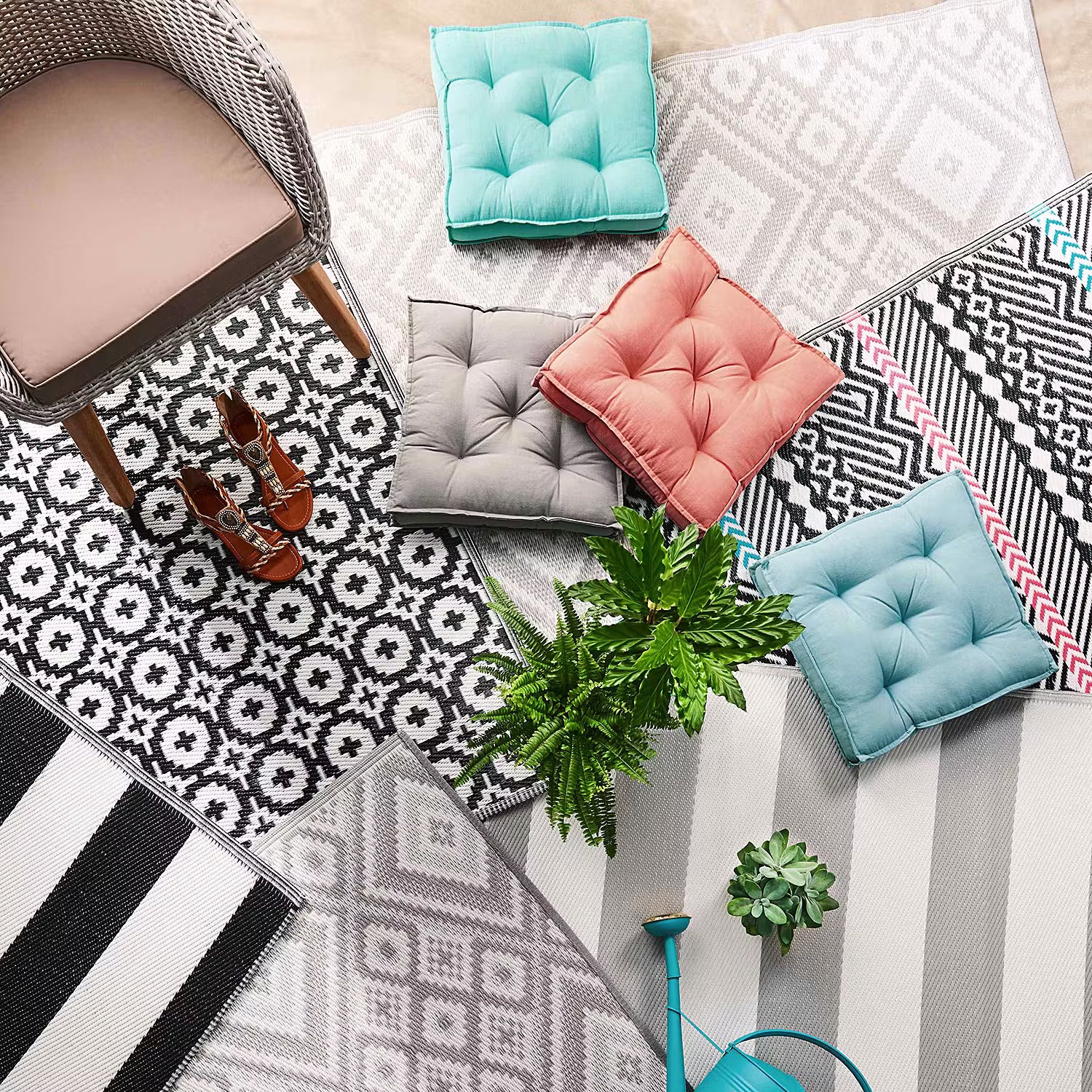 COLOUR CLASH In-/Outdoorteppich Mosaik