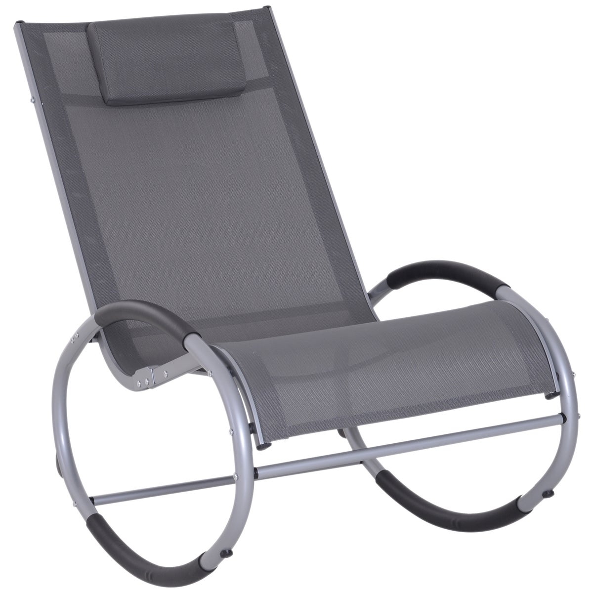 Outsunny schommelstoel, met hoofdsteun, weerbestendig, tot 120 kg, 117 x 62 x 91 cm, aluminium + structuurstof, zwart