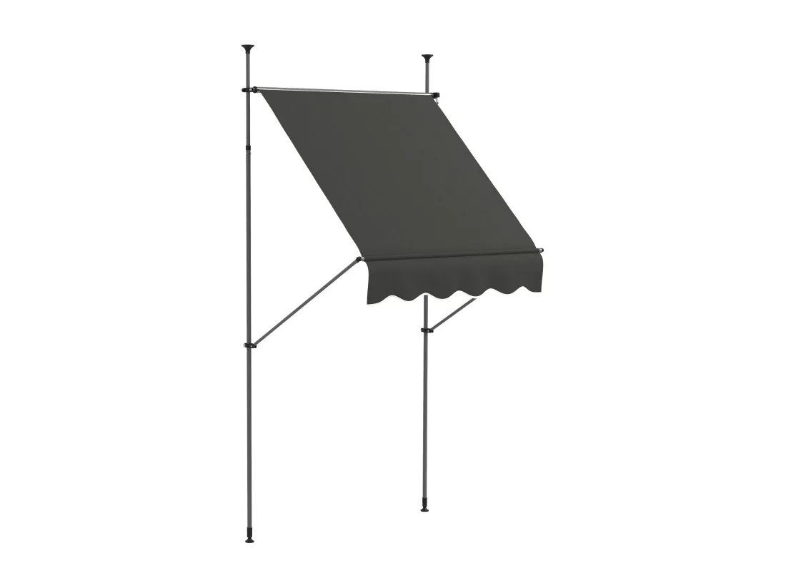 Store banne autoportant manuel rétractable 1,5L x 1,2l x 2,1-3H m inclinaison réglable métal alu polyester gris