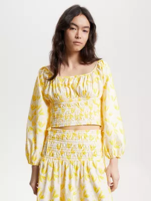 Top cropped Tommy Hilfiger x Vacation com estampa floral e decote redondo