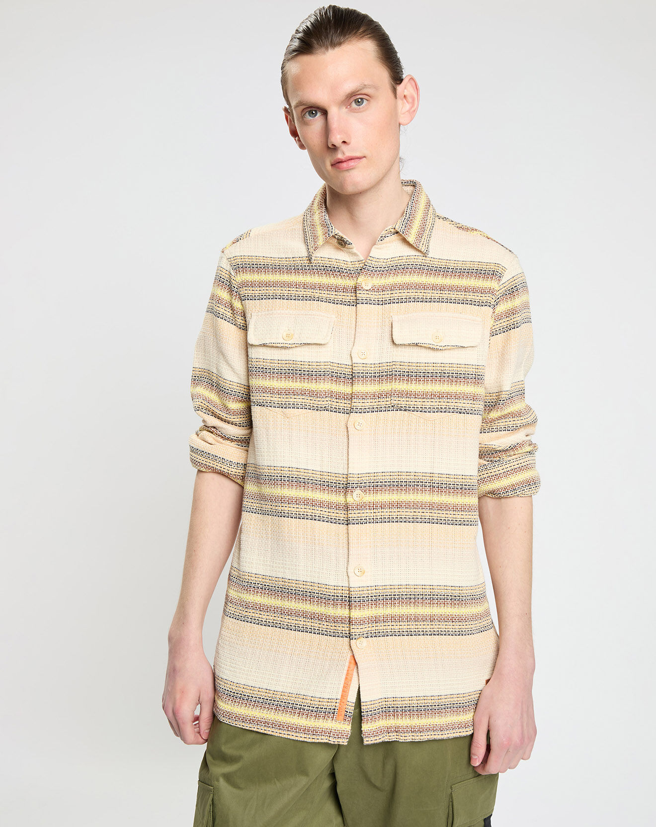 Scotch & Soda Surchemise 100% Coton Bio Regular Fit Texturée beige