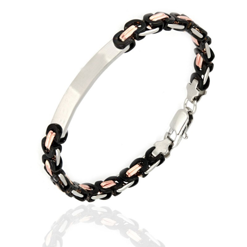 Bracelet Acier avec Plaque - Homme