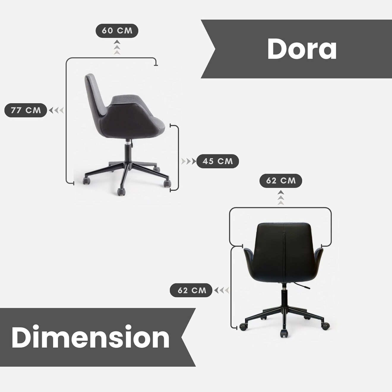 Homitis Chaise de bureau Dora marron/tan - 62x77x60 cm